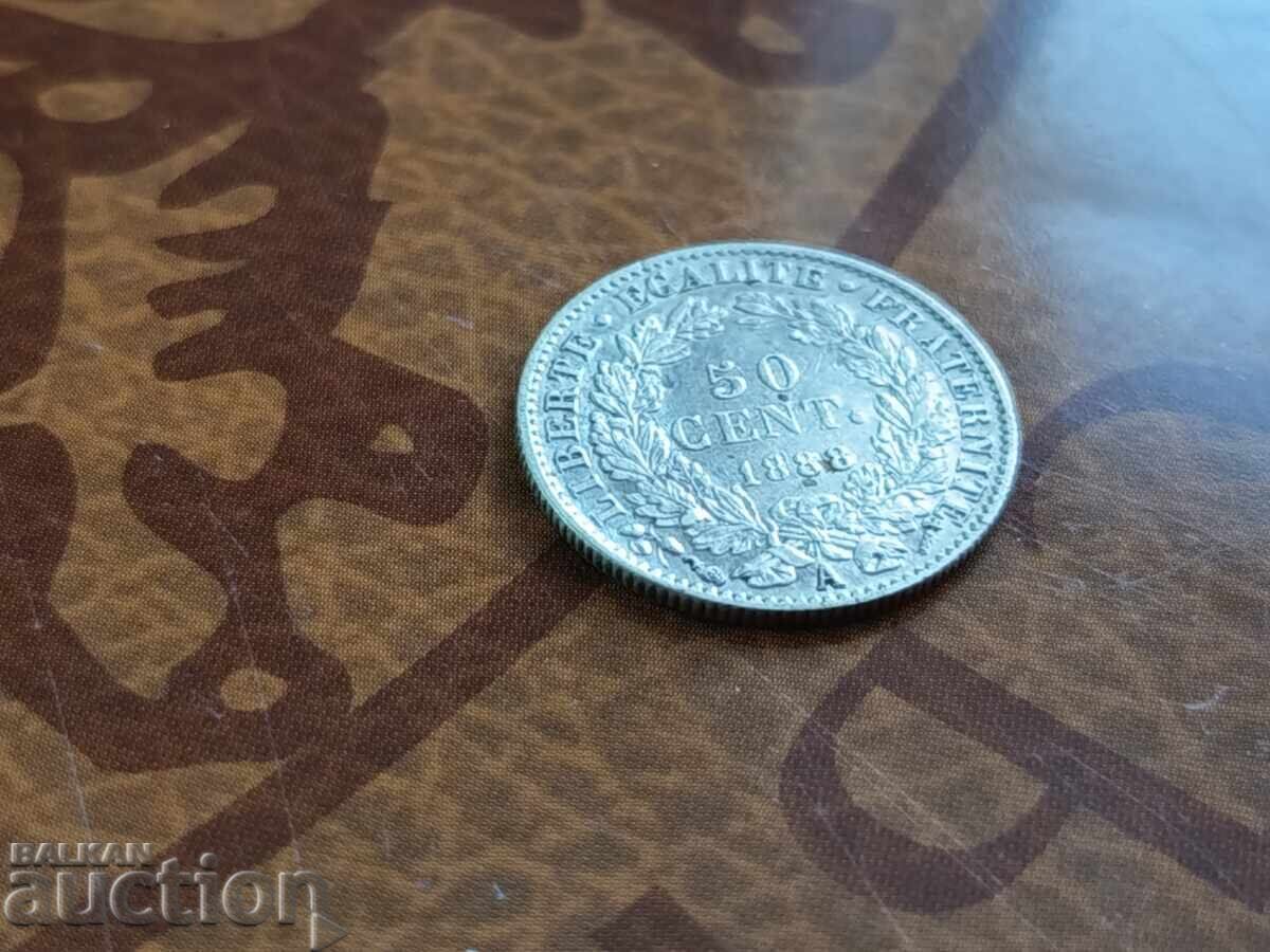 France Silver Coin 50 Centimes from 1888 with price € 7.50 | 14.67 BGN
