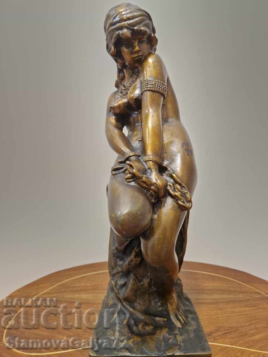 Licitație Veche și frumoasă figurină antică franceză din bronz, sculptură