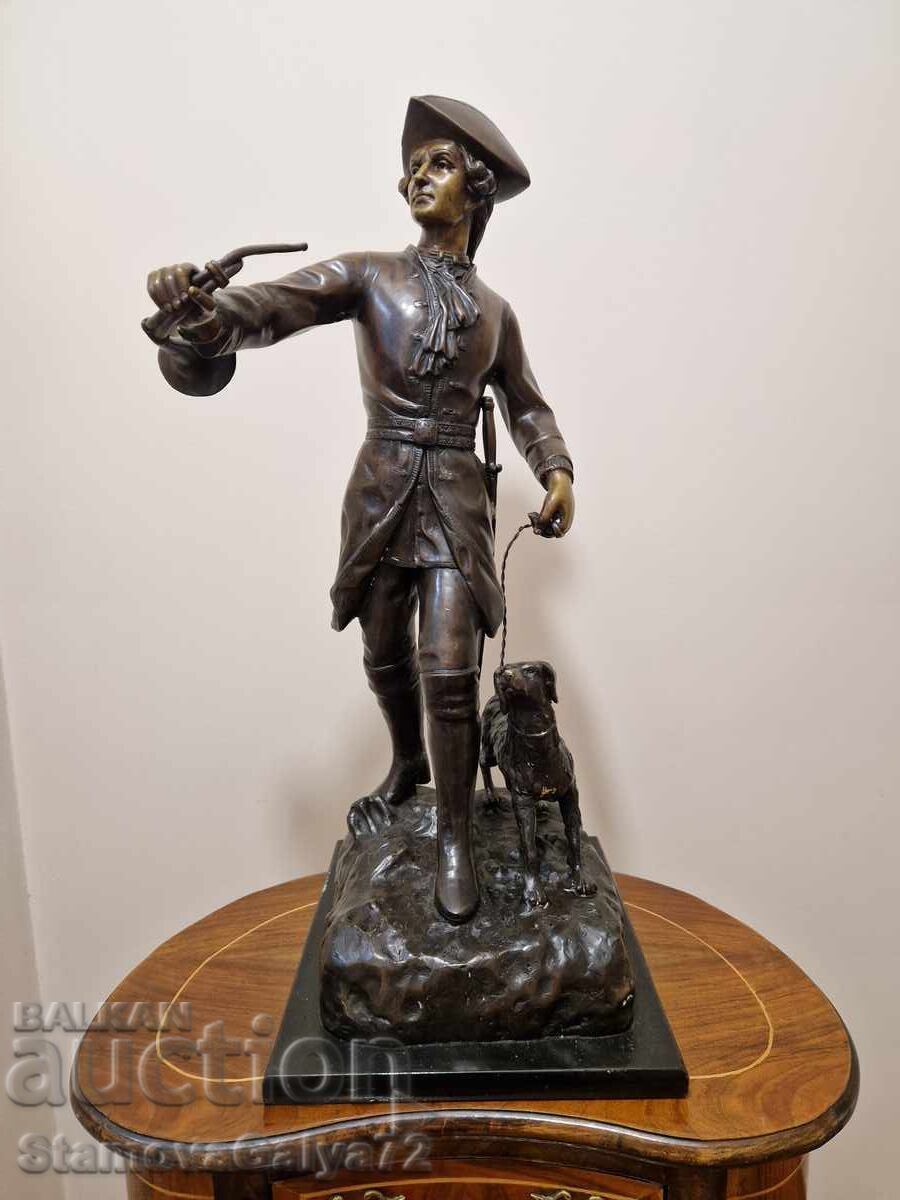 Figurină statuetă franceză antică din bronz, superbă Figurină statuetă franceză antică din bronz, superbă