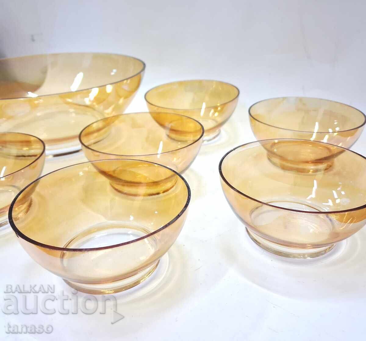 Set de boluri de sticlă Hazel Atlas Gold Waterfall - 5