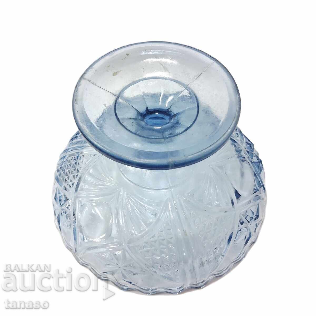 Veche cupă de sticlă - fructieră, sticlă albastră - 7