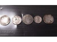 Ασημένια νομίσματα 5 τεμαχίων από διάφορες χώρες 10 γραμμάρια AG