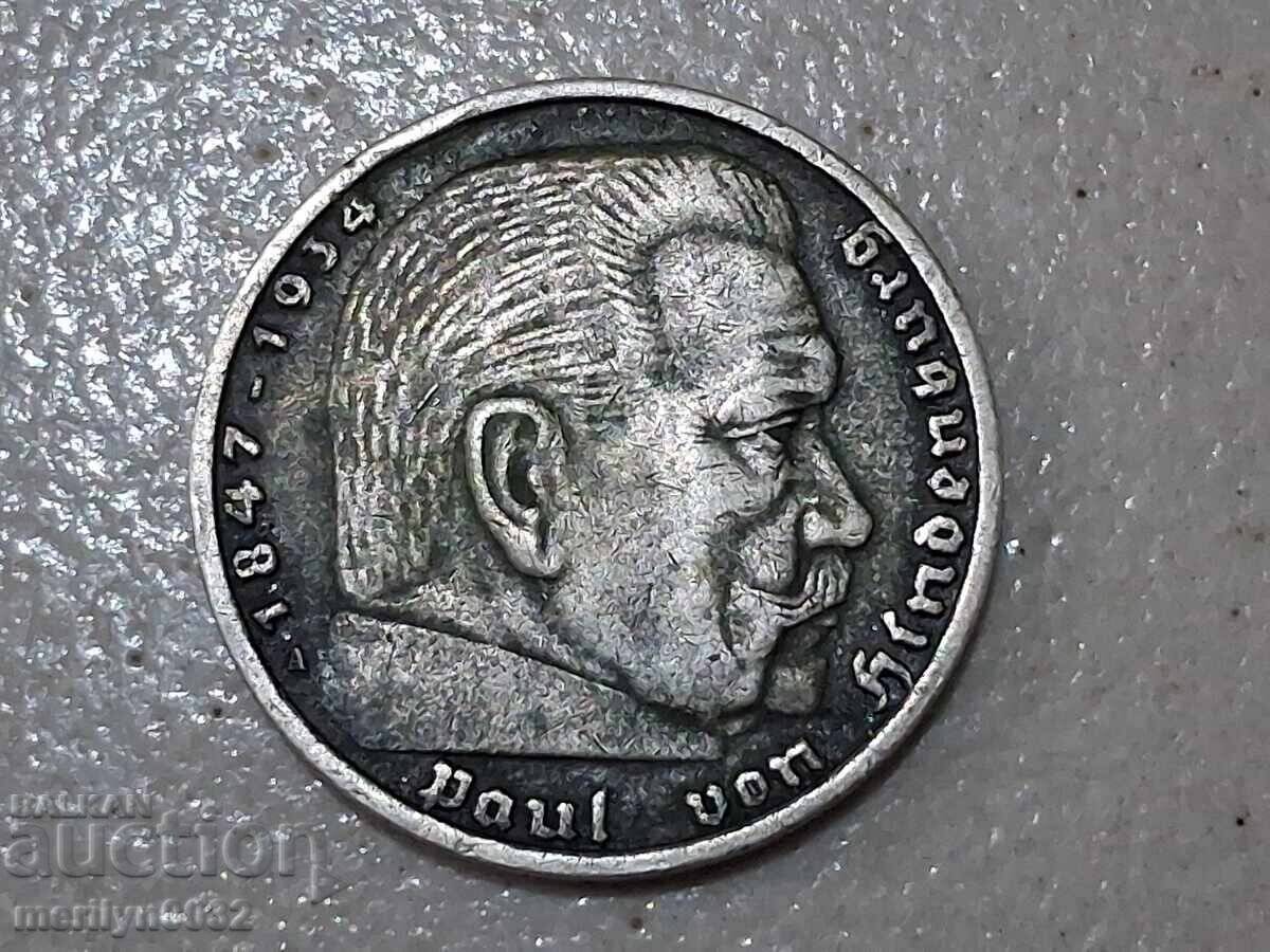 Monedă 5 mărci 1935 Germania Reichul al III-lea argint cu preț € 43.50 | 85.08 BGN