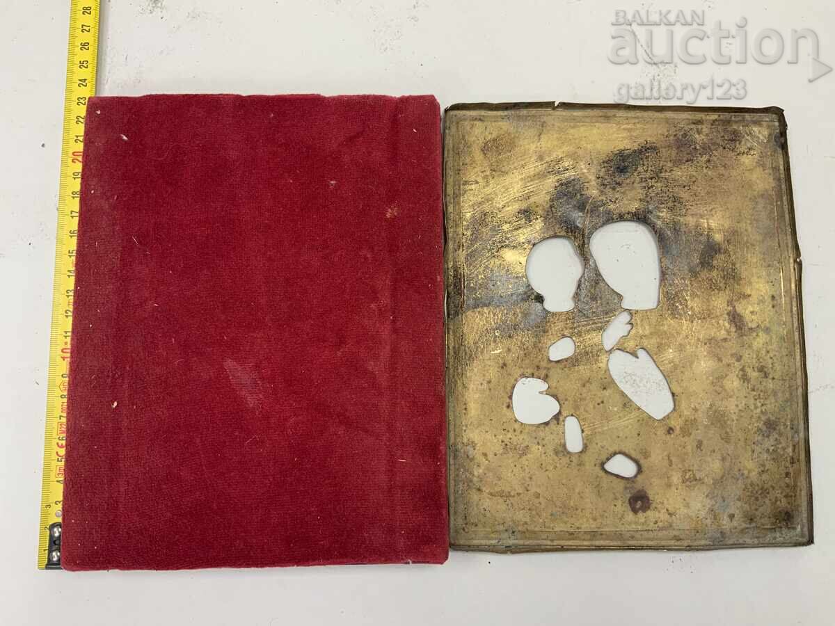 Стара руска рисувана икона обков гравиран позлата - 5