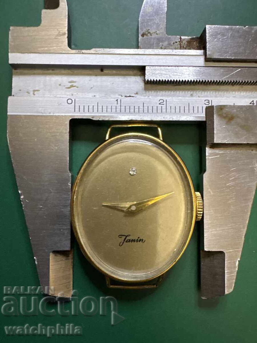 Livrarea Ceas de damă Janin Diamond mecanic placat cu aur. Funcționează
