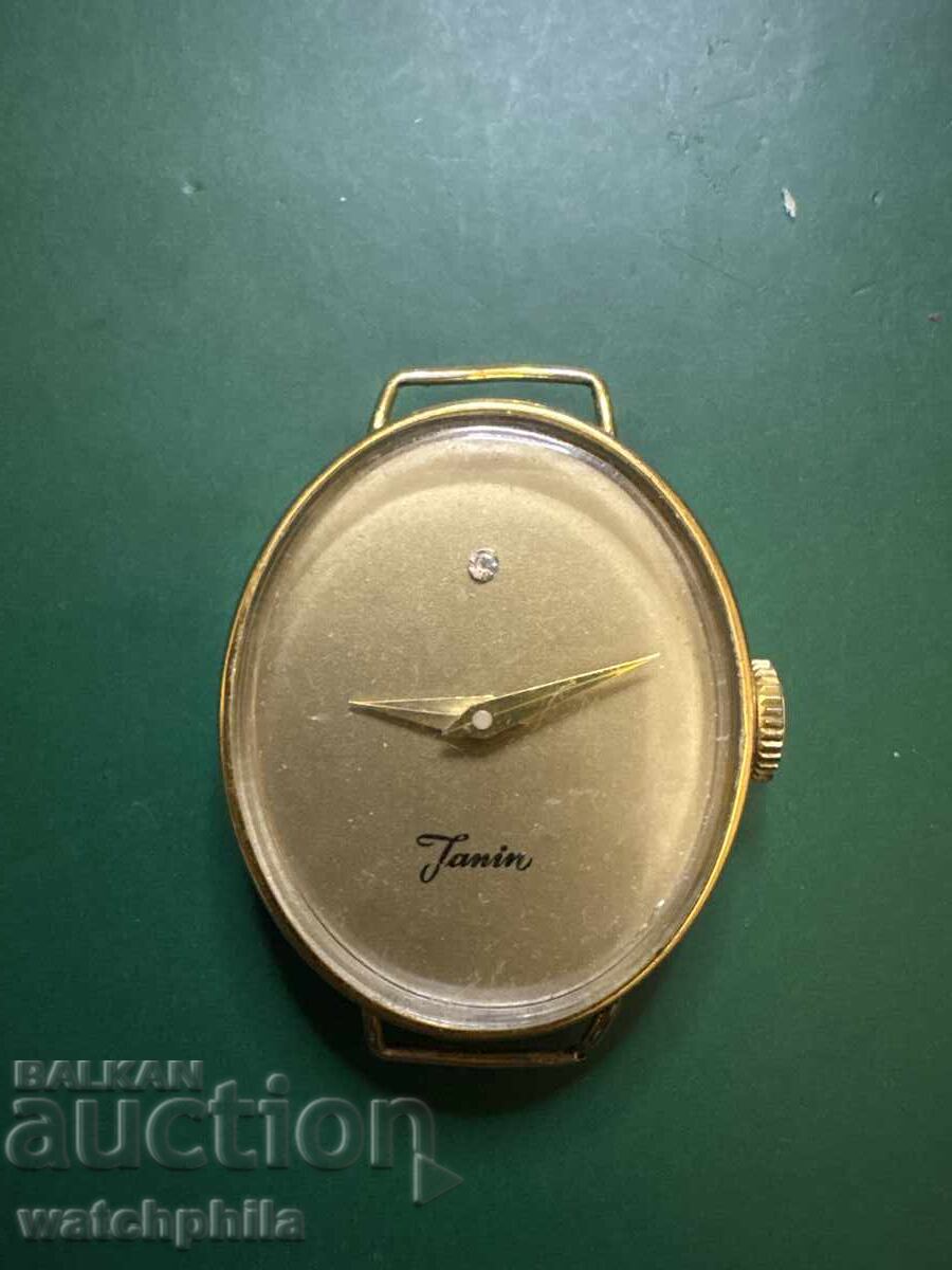 Ceas de damă Janin Diamond mecanic placat cu aur. Funcționează