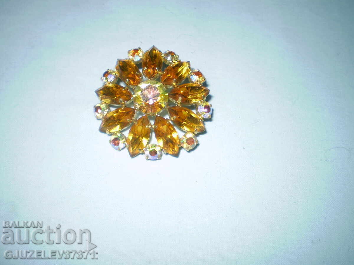 Licitație Broșă retro metal cristal ceh