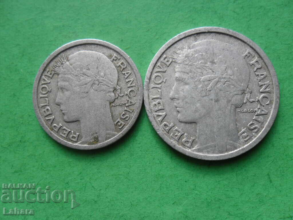 1 και 2 φράγκα 1949 Γαλλία με τιμή € 0.44 | 0.86 BGN