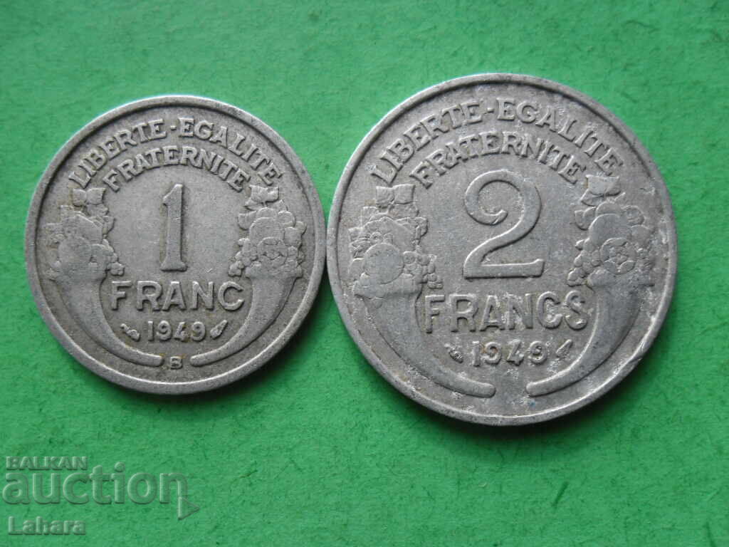 1 και 2 φράγκα 1949 Γαλλία