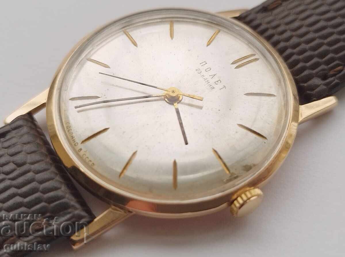 Licitație Ceas vechi Polet, auriu, 14K, 583, URSS, diam. 33 mm