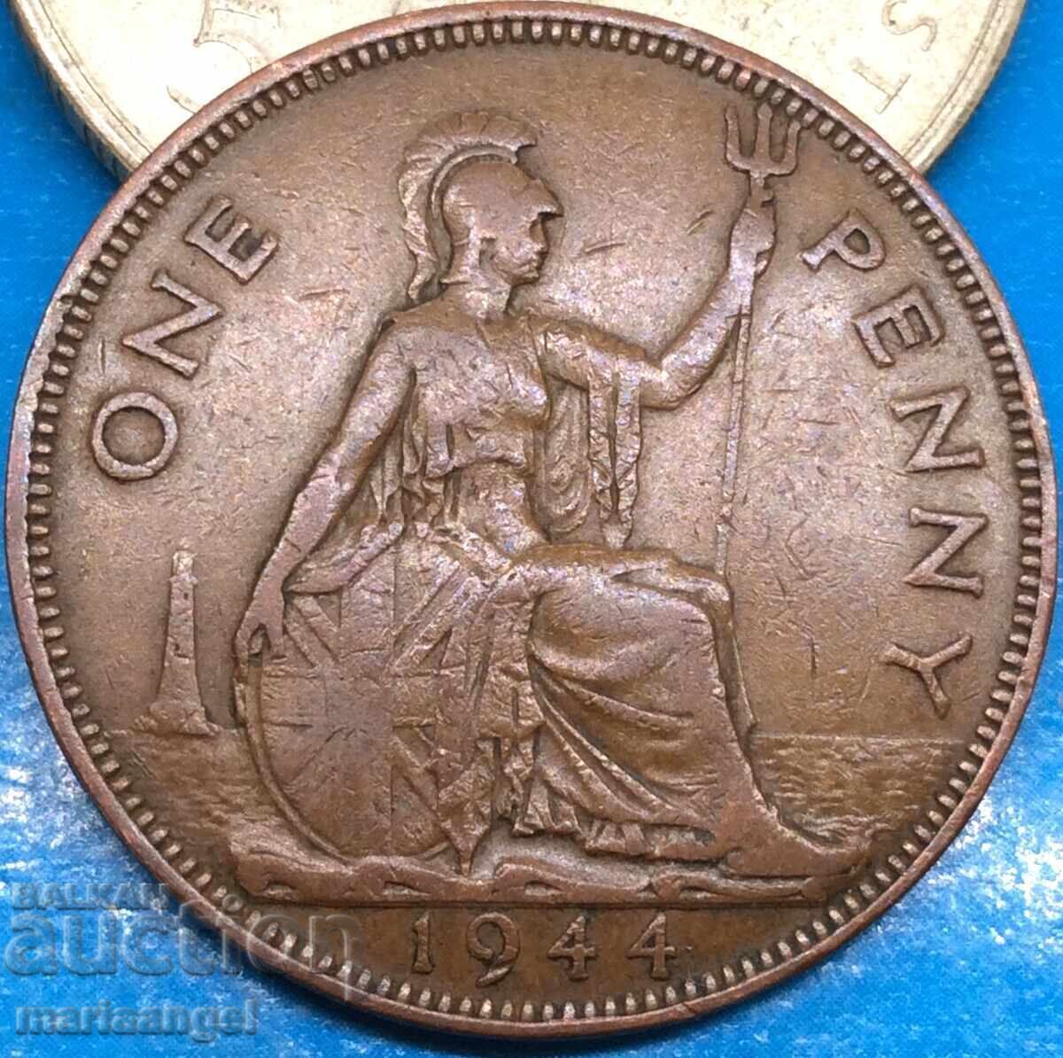 UK 1 Penny 1944 George VI 30mm Bronze - 5