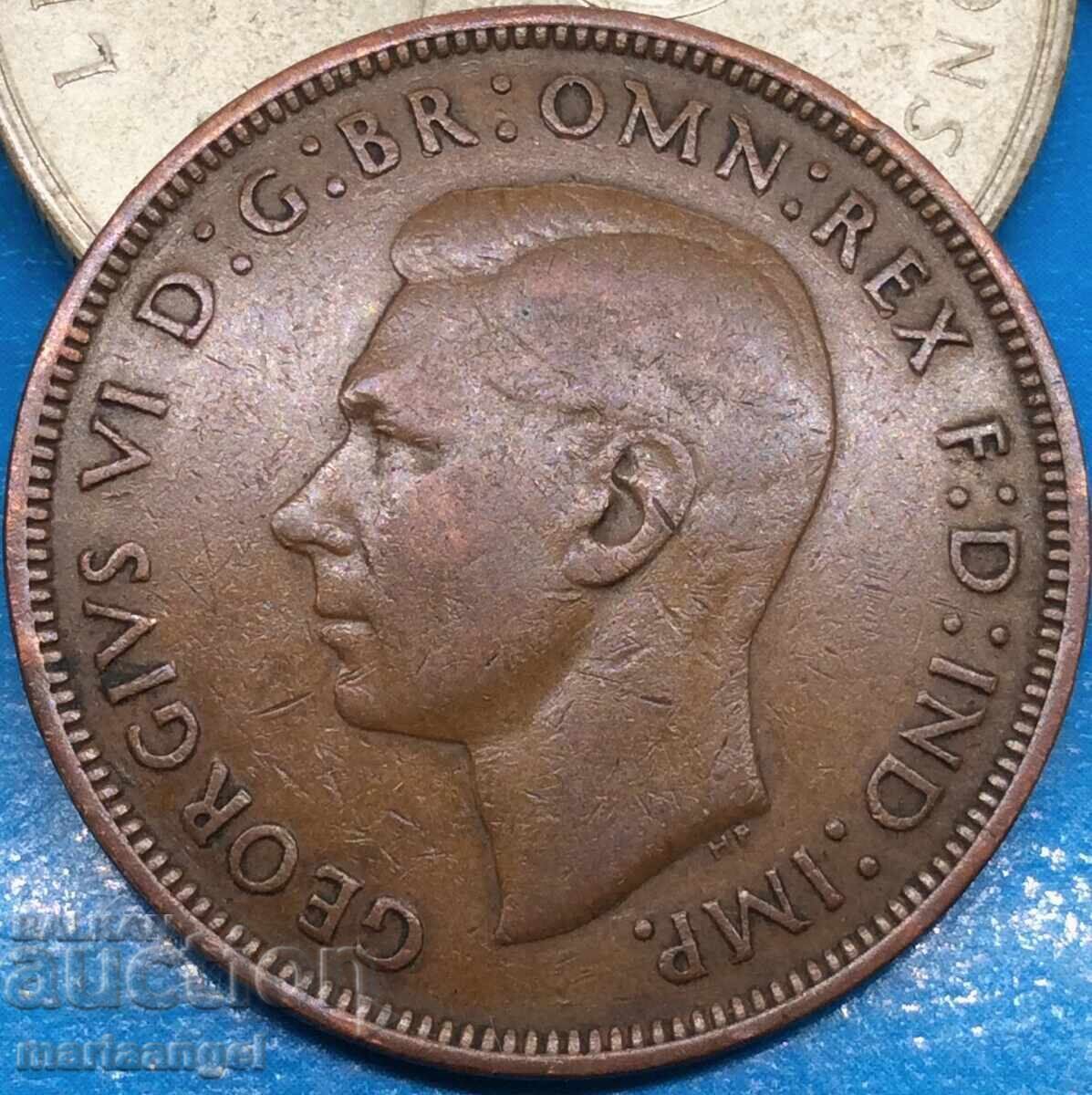 UK 1 Penny 1944 George VI 30mm Bronze - 6