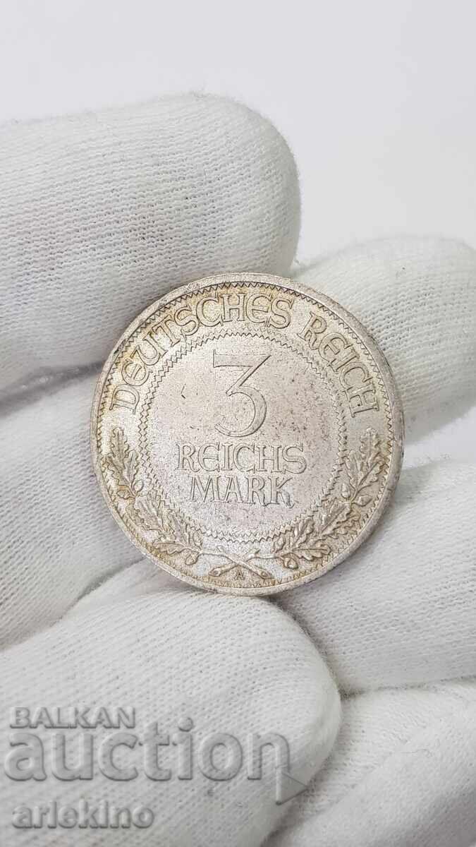 Σπάνιο ασημένιο νόμισμα 3 μάρκα 1926 Α Γερμανία με τιμή € 120.00 | 234.70 BGN
