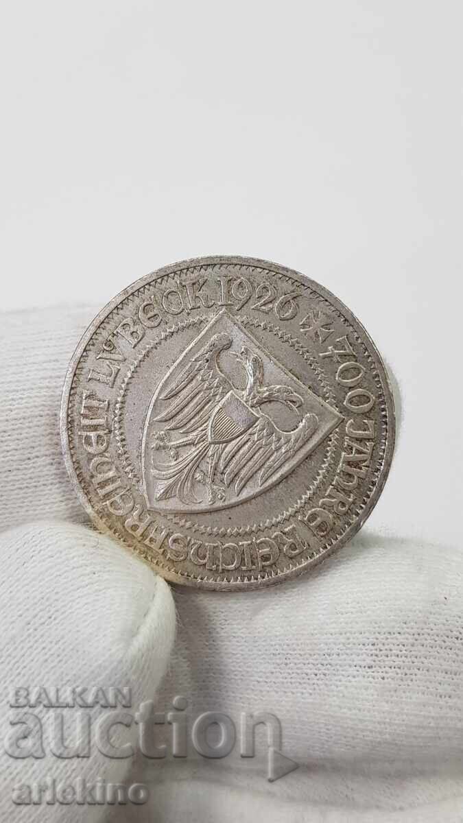 Δημοπρασία Σπάνιο ασημένιο νόμισμα 3 μάρκα 1926 Α Γερμανία