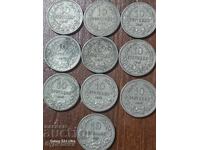 10 броя монети 10ст. 1913г. БЗЦ.ОТ ЦЕНТ 0,01