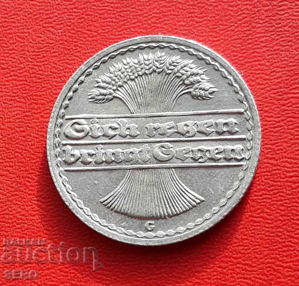 Germania-50 pfennig 1922 G-Karlsruhe-extra conservat cu preț € 0.50 | 0.98 BGN