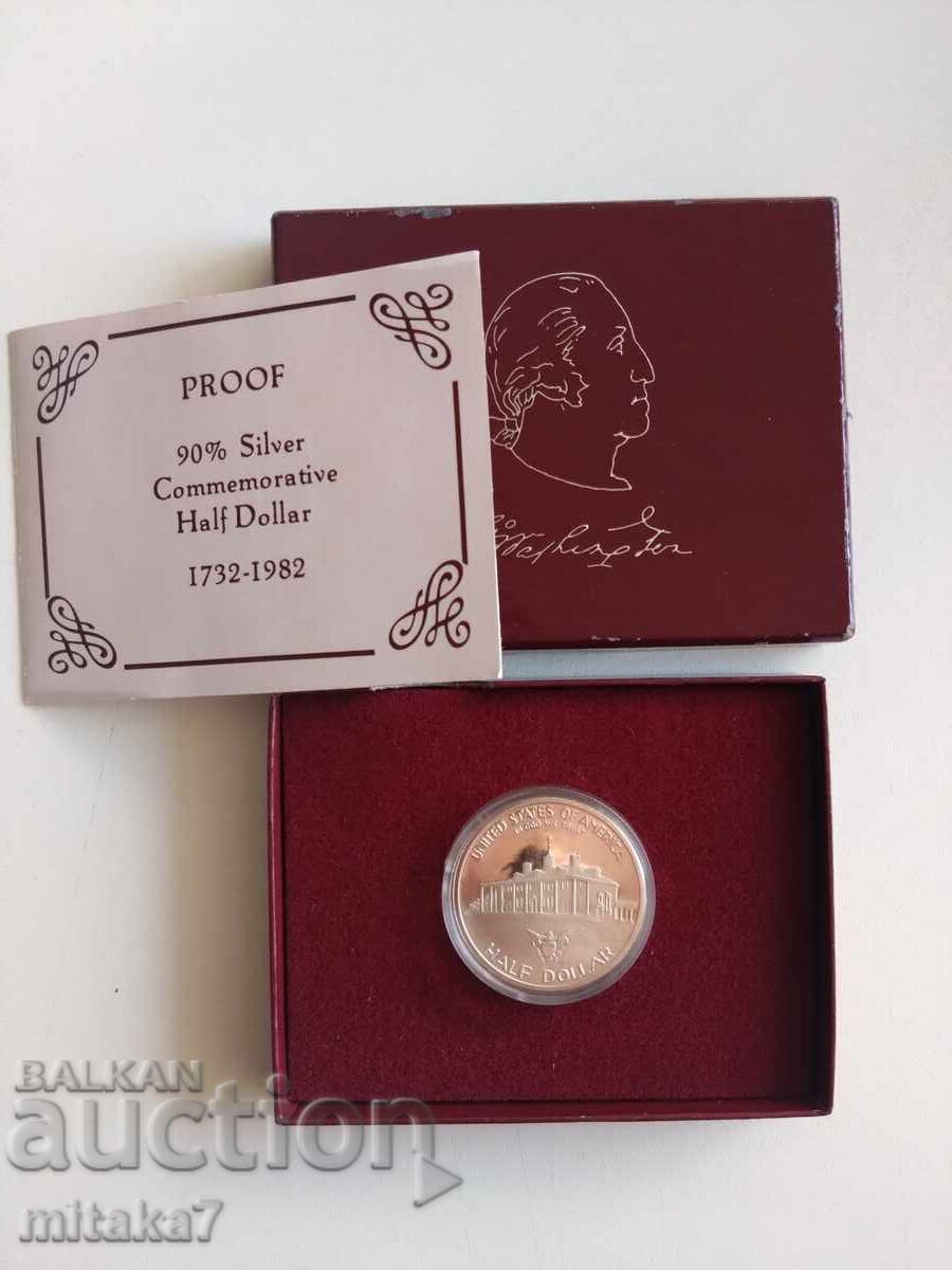 1/2 dolar 1982, argint, SUA