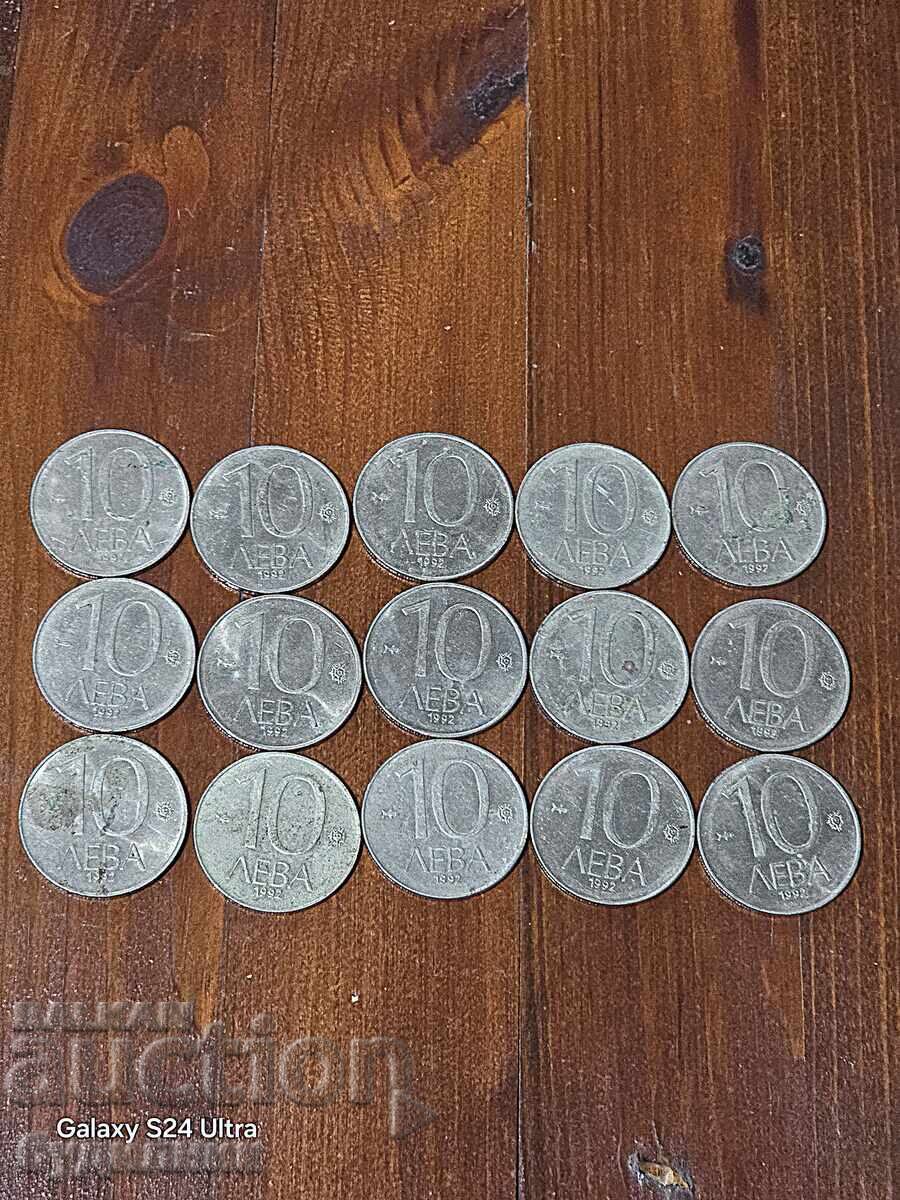 15 броя монети 10 лв 1992г. БЗЦ Пускам над 100 Аукциона. Раз с цена € 9.99 | 19.54 лв.
