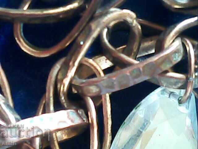 Όμορφο, παλιό, επιχρυσωμένο κολιέ με μεγάλα κρύσταλλα - 6