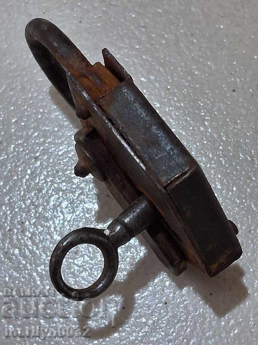 Auction  Old German padlock with key, padlock, latch, suitcase