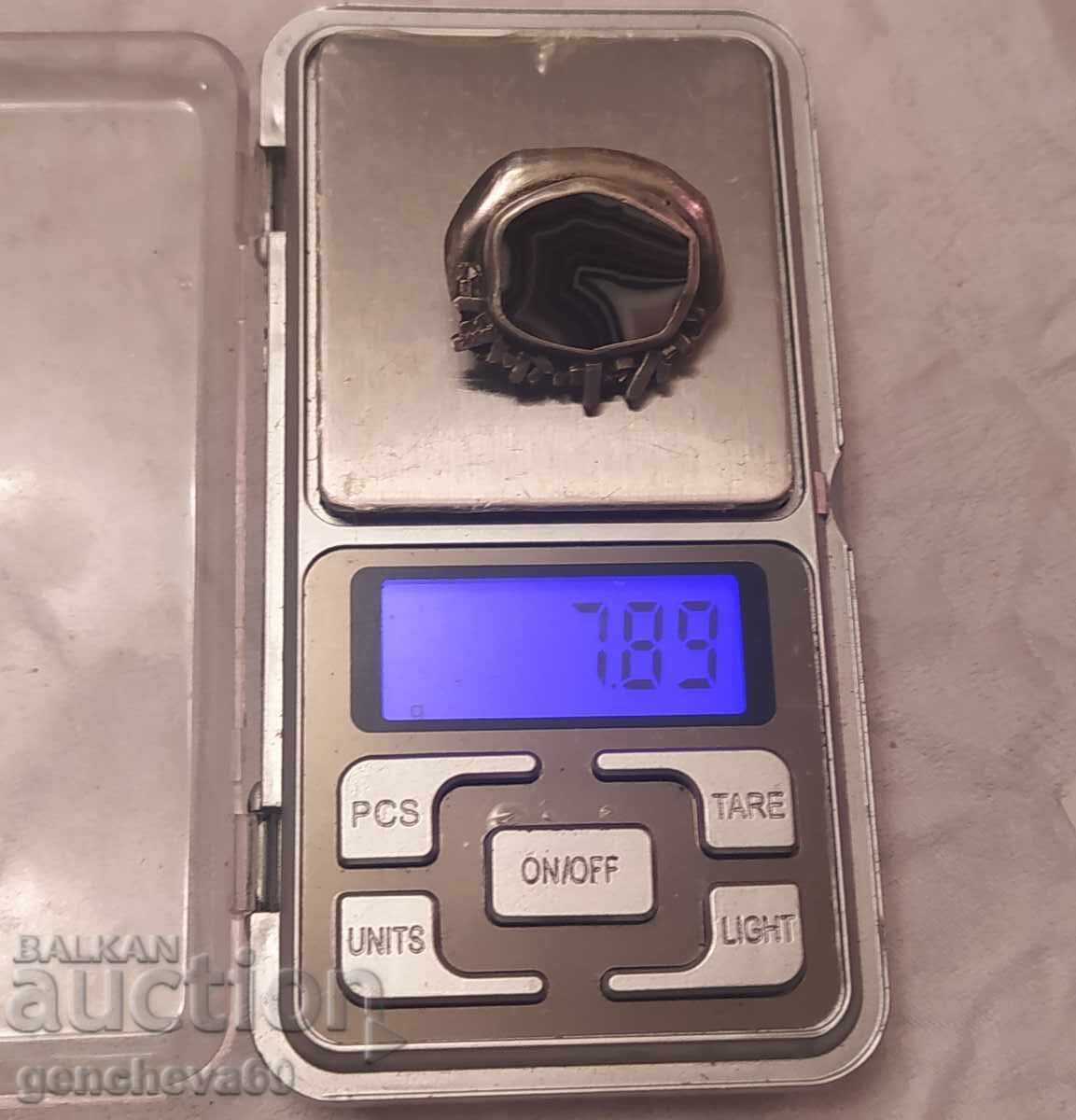 Broșă antică din argint cu agat natural - 7 Broșă antică din argint cu agat natural - 7