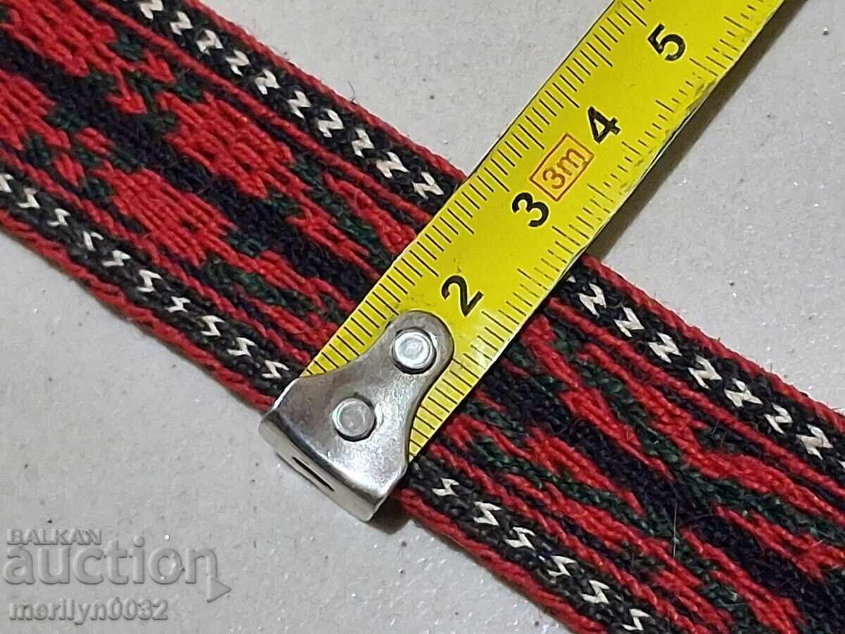 Παλιό χειροποίητο πλεχτό ζωνάκι 3.08 μέτρα ζώνη παραδοσιακή φορεσιά - 5