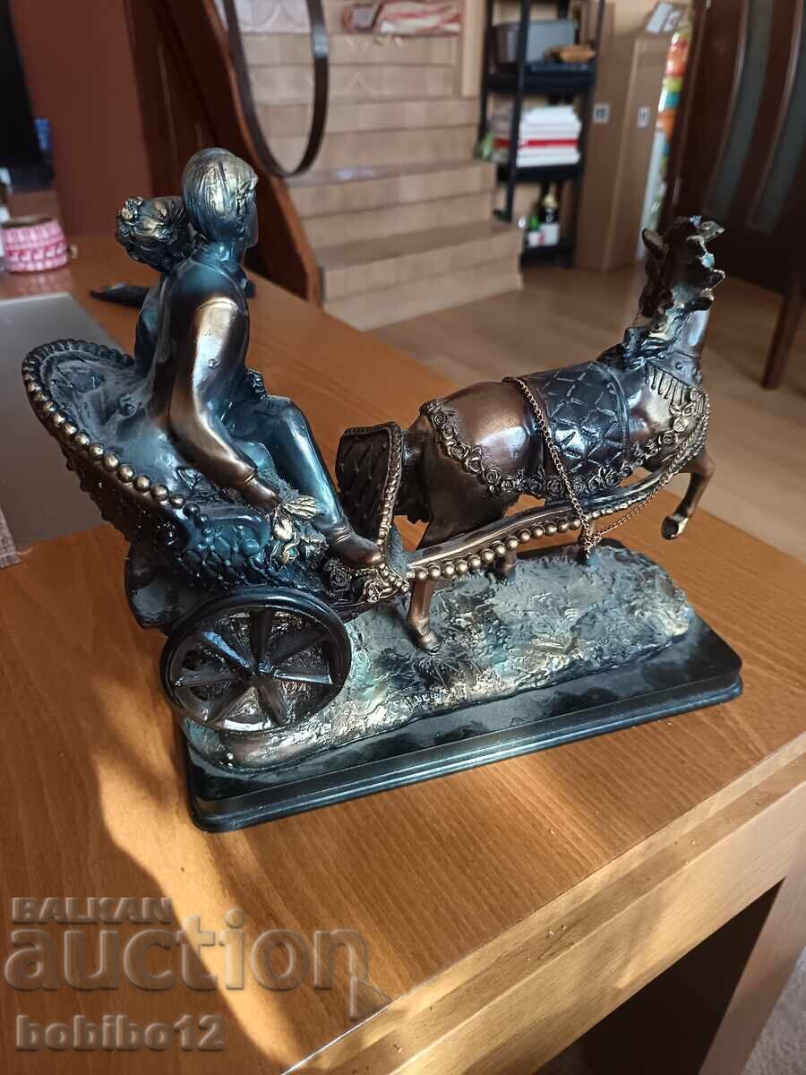 Licitație Statuetă cal cu trăsură