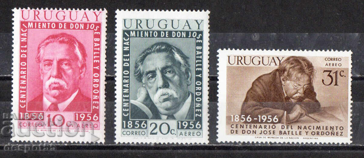 1956 Uruguay. 100 de ani. de la nașterea lui José Batlle y Ordóñez