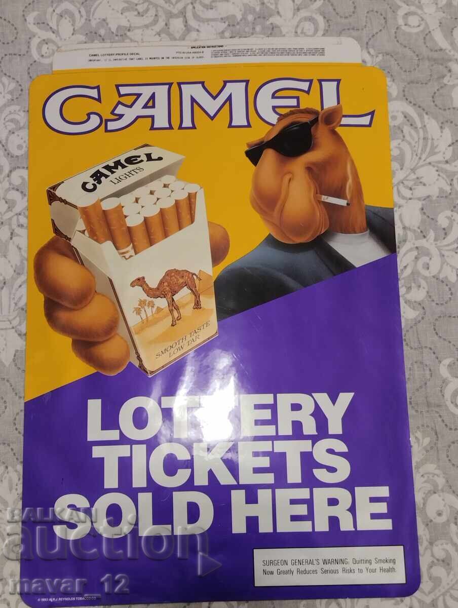 Autocolant publicitar CAMEL pentru vitrină