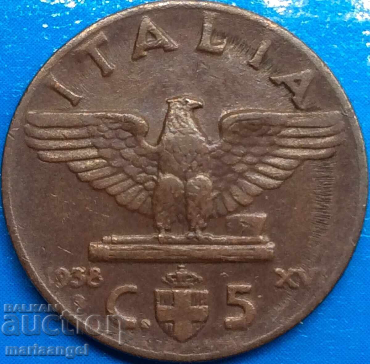 1938 5 centesimi Italy Eagle bronze