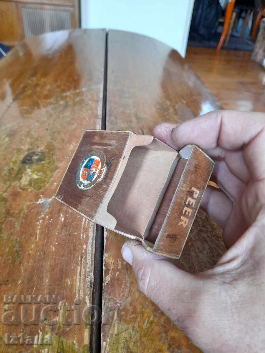 Veche tabacheră din lemn, cutie de țigări Peer - 5