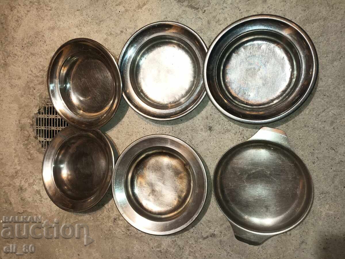 Πιατικά από αλπακά 6 τεμάχια, το ένα με χερούλια