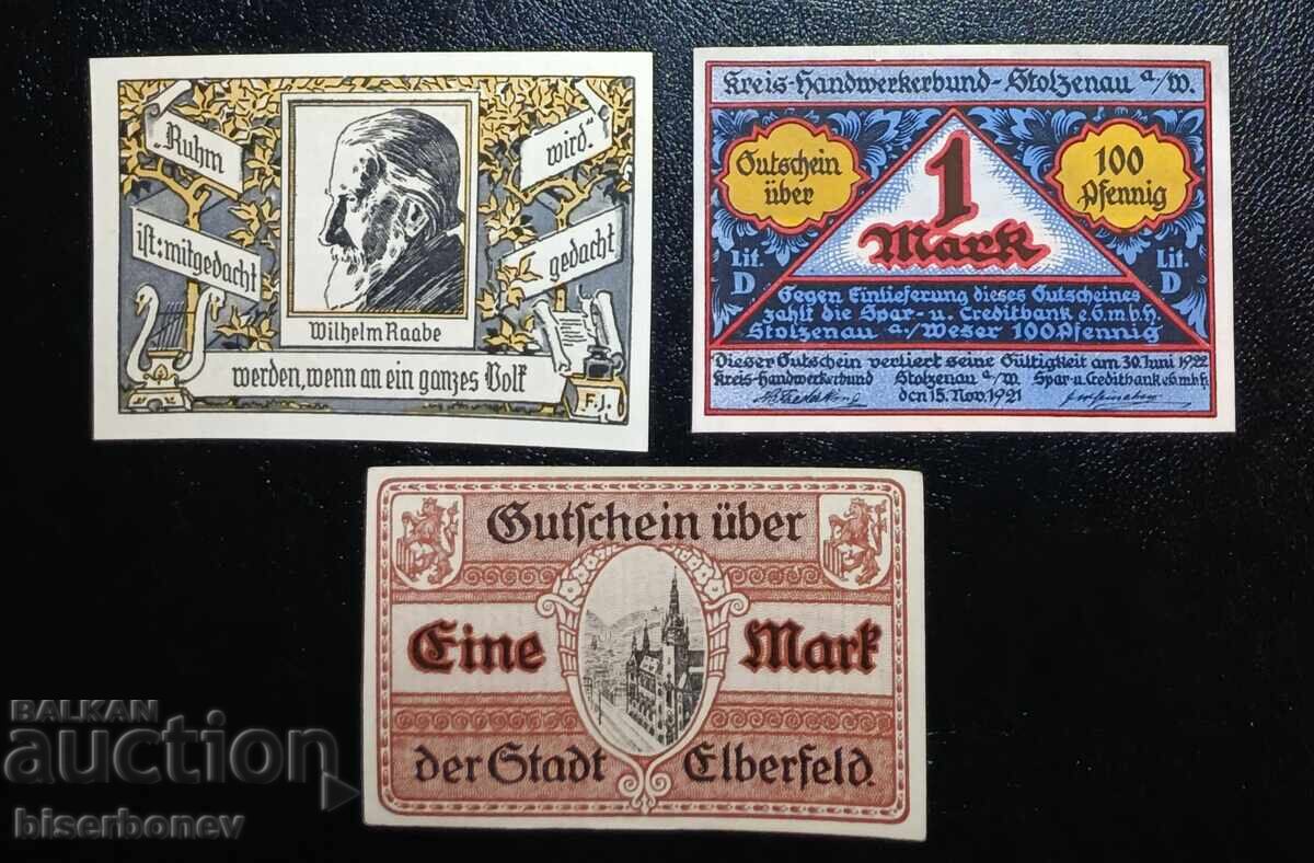 Germany, Германия, 3 х 1 марка, 1920-1921 г, UNC