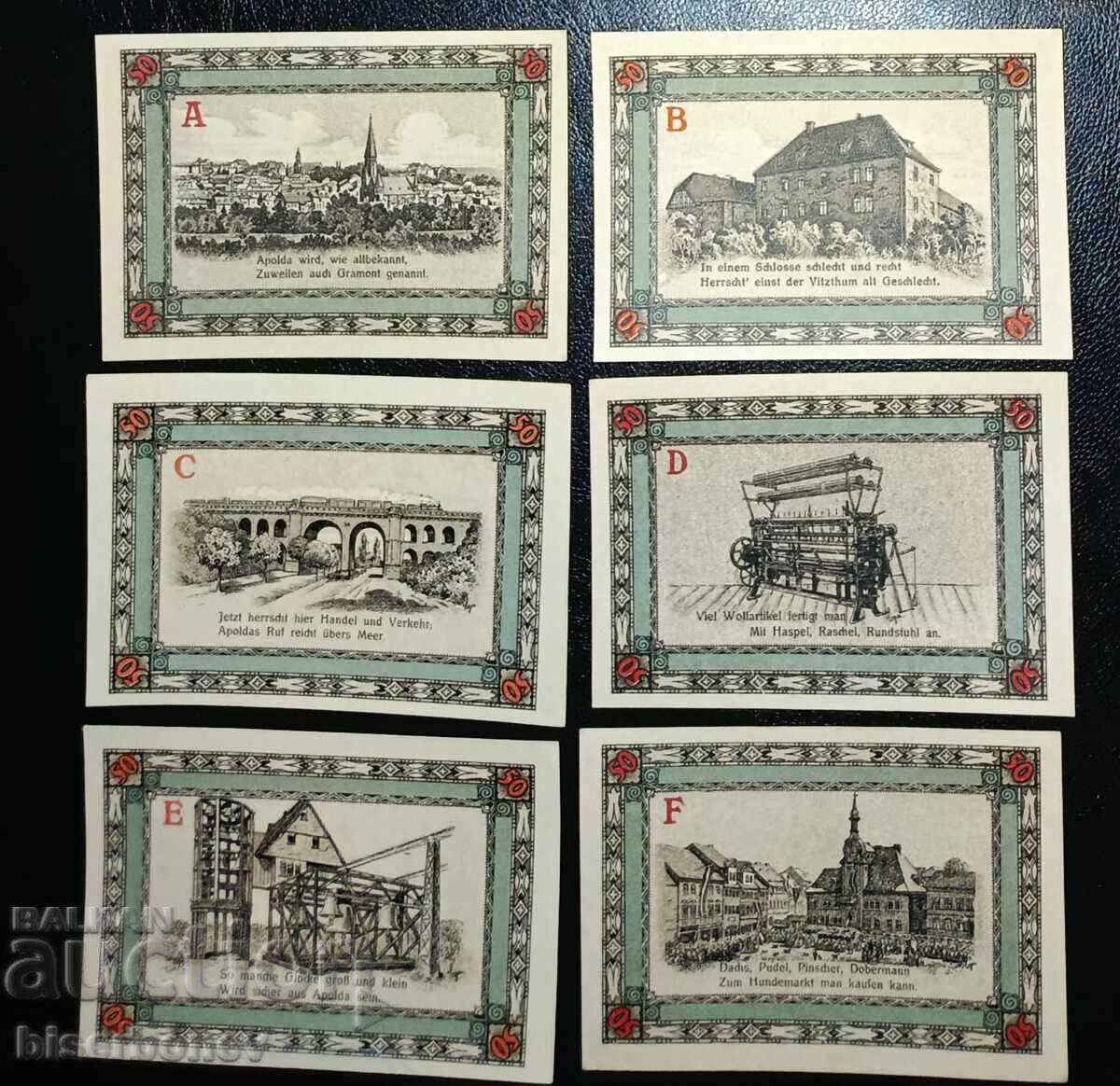 Germania, Germania, Apolda, lot complet, 1920-1921, UNC cu preț € 12.50 | 24.45 BGN