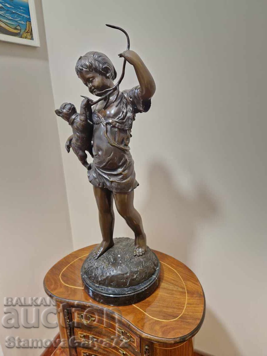 Figurină sculptată din bronz antic, franceză, unică - 5