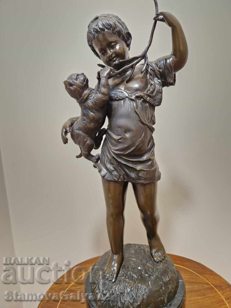 Figurină sculptată din bronz antic, franceză, unică - 6