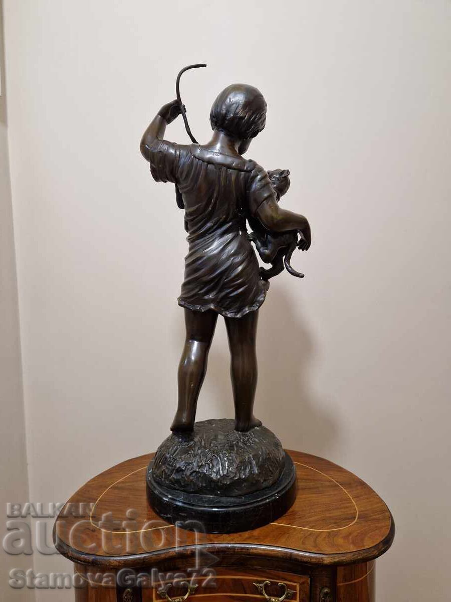 Figurină sculptată din bronz antic, franceză, unică - 7