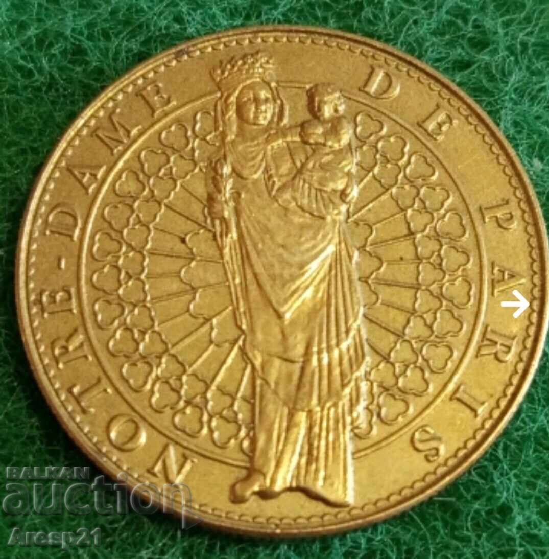 Monedă suvenir token Paris Catedrala Notre Dame