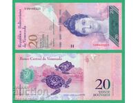 (¯`'•.¸ VENEZUELA 20 bolivari 2011 UNC ¸.•'´¯)