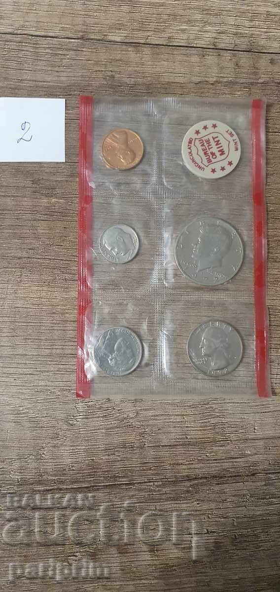 ΗΠΑ, 1972 "D" Σετ 5+1 τεμ. ΑΚΥΚΛΟΦΟΡΗΤΩΝ νομισμάτων, ΒΖΤ