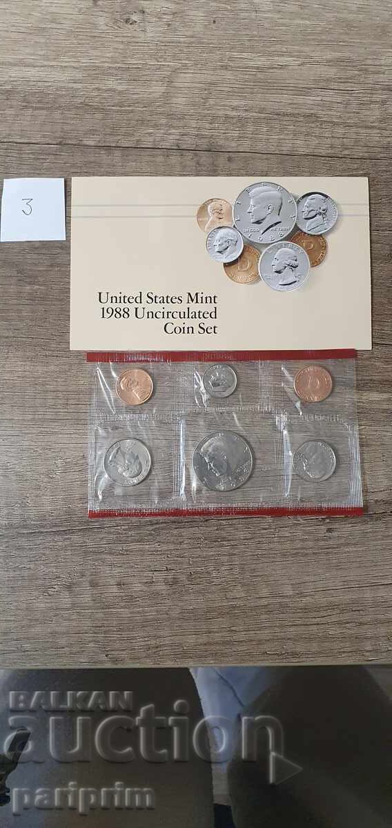 SUA, 1988 "D" Set de 6 monede NECIRCULATE, BU