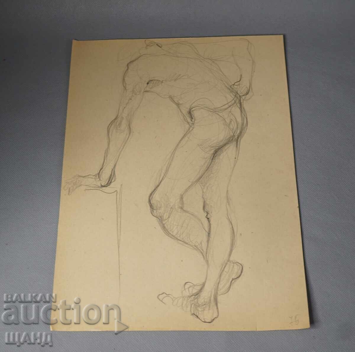 Desen vechi de maestru, tablou creion, erotică, corp gol