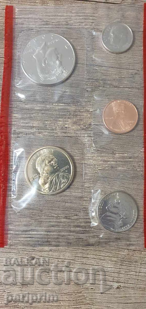 ΗΠΑ, 2000. Σειρά 5 νομισμάτων (συμπεριλαμβανομένου "Χρυσού δολαρίου"). ΒΖΤ με τιμή € 5.00 | 9.78 BGN