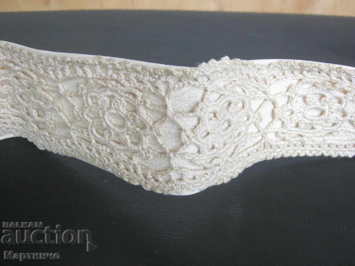 Curea veche brodată broderie dantelă cordon - 6