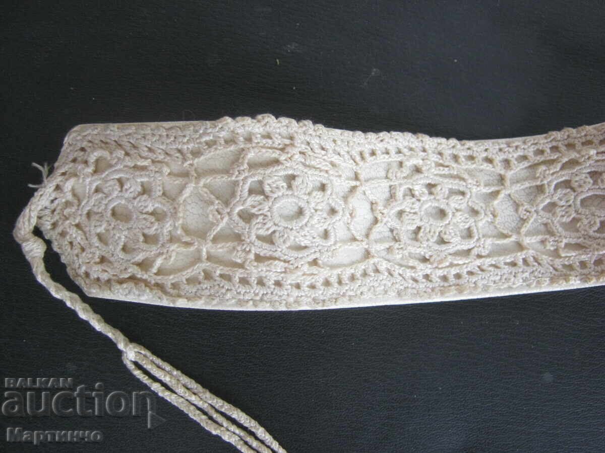 Curea veche brodată broderie dantelă cordon