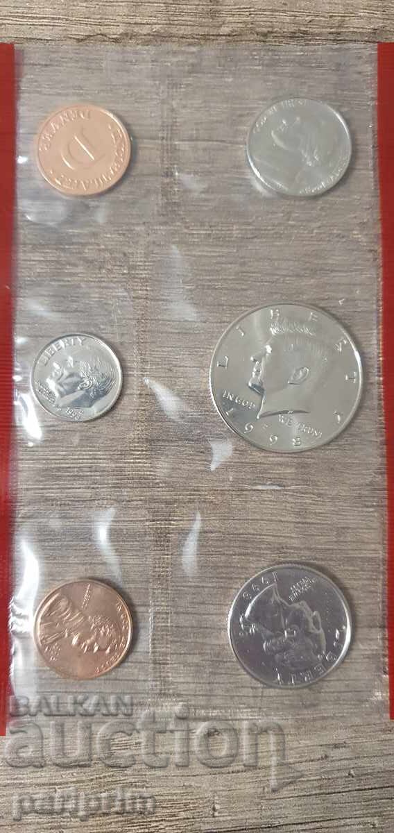 Licitație SUA, 1998. Lot de 12 monede necirculate. BZC
