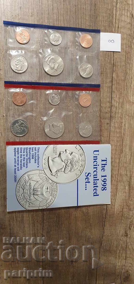 SUA, 1998. Lot de 12 monede necirculate. BZC