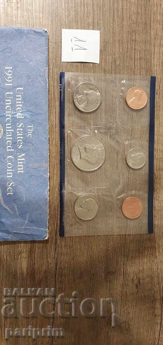 SUA, 1991. Lot de 6 monede necirculate. BZC