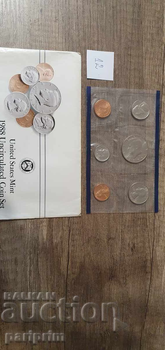 SUA, 1988. Lot de 6 monede necirculate. BZC