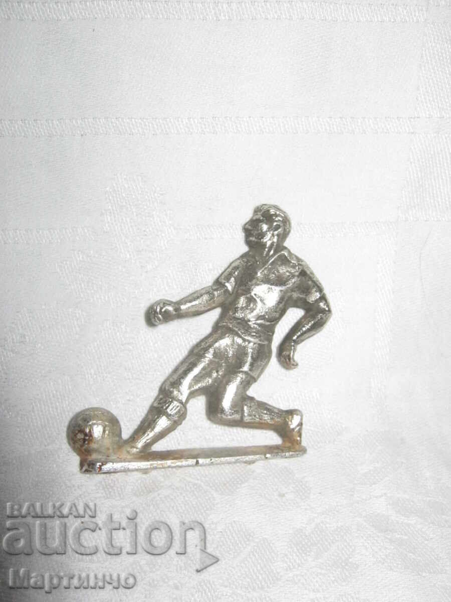 Old small aluminum figurine of a football player 5.7 cm